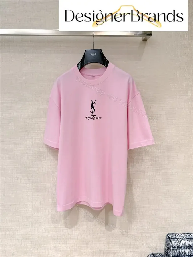 View 1 of Soft Pink Monogram Tee - Luxe Cotton Blend, Casual Couture