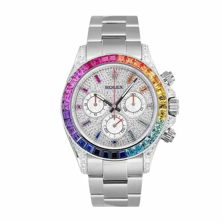 View 1 of Rolex Daytona 116595RBOW Super Clone: 40mm Everose Gold Rainbow
