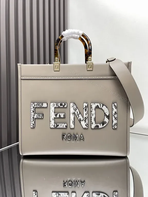 View 1 of Bold Fendi ROMA Structured Tote with Logo Detail