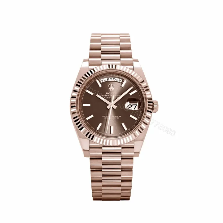 View 1 of Rolex Super Clone Day-Date Rose Gold President Strap 40mm