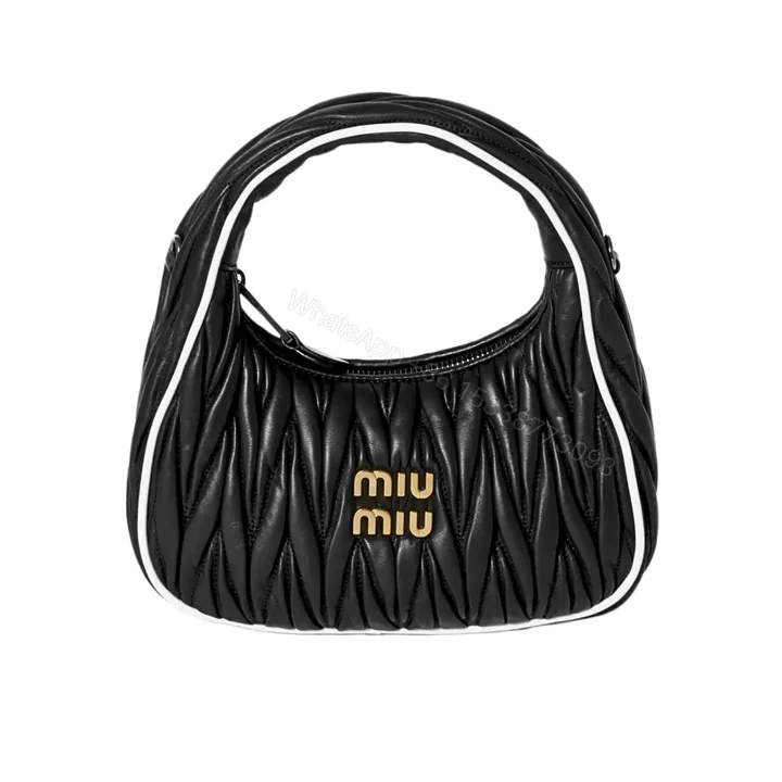 View 1 of MIUMIU WANDER MATELASSÉ BAG BLACK AND WHITE 20CM