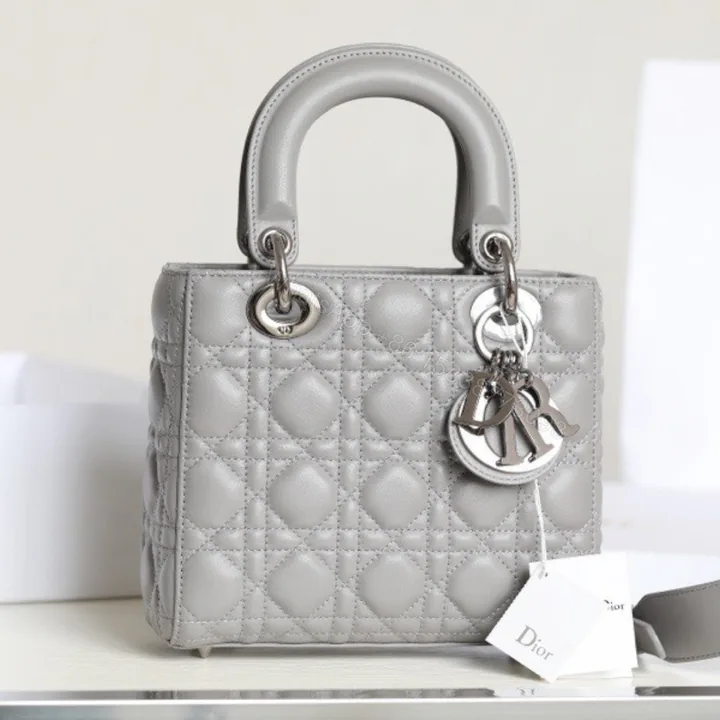 View 1 of Dior My Lady Rep 11 High-Quality Women’s Handbag Gray Glossy Leather 20x16cm