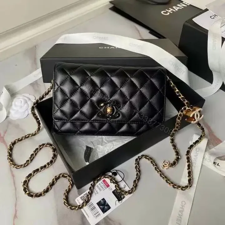 View 1 of Chic Quilted Leather Crossbody with Chain Strap: Modern Classic