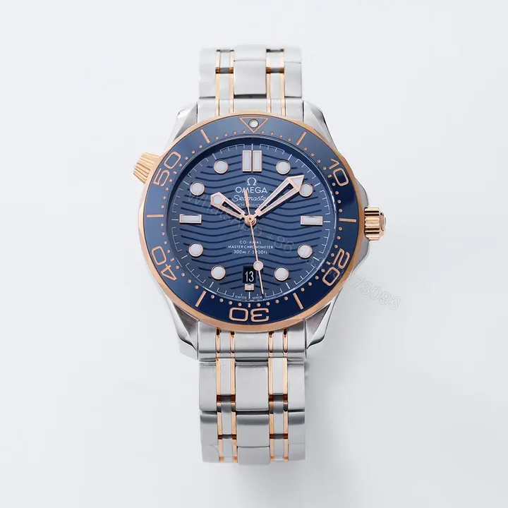 View 1 of Omega Seamaster 300M Series Blue Dial with Stainless Steel and Rose Gold Bracelet 42MM Case Custom 8800 Movement