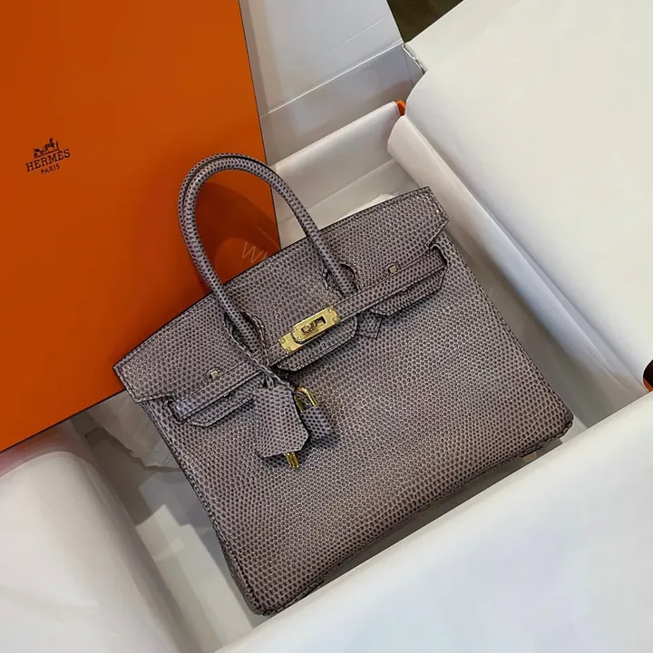 View 1 of HN 25 Tris Fonce Genuine Lizard Leather Gold Hardware