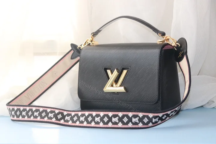 View 1 of LV高仿Twist 57063黑色Epi皮革寬肩帶粉黑拼色包