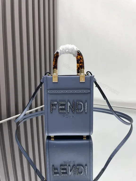 View 1 of Fendi Structured Luxe Bag: Gold Hardware, Logo Front
