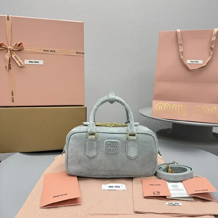 View 1 of Grey Suede Satchel — Structured Luxe, Gold Accents, Everyday Carry