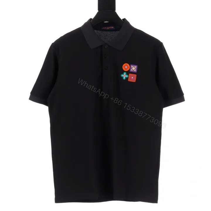 View 1 of 高仿LV*SS23系列1AFR0037彩標刺繡POLO衫黑色