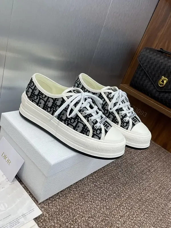 View 1 of Black Denim Dior-Style Platform Sneakers