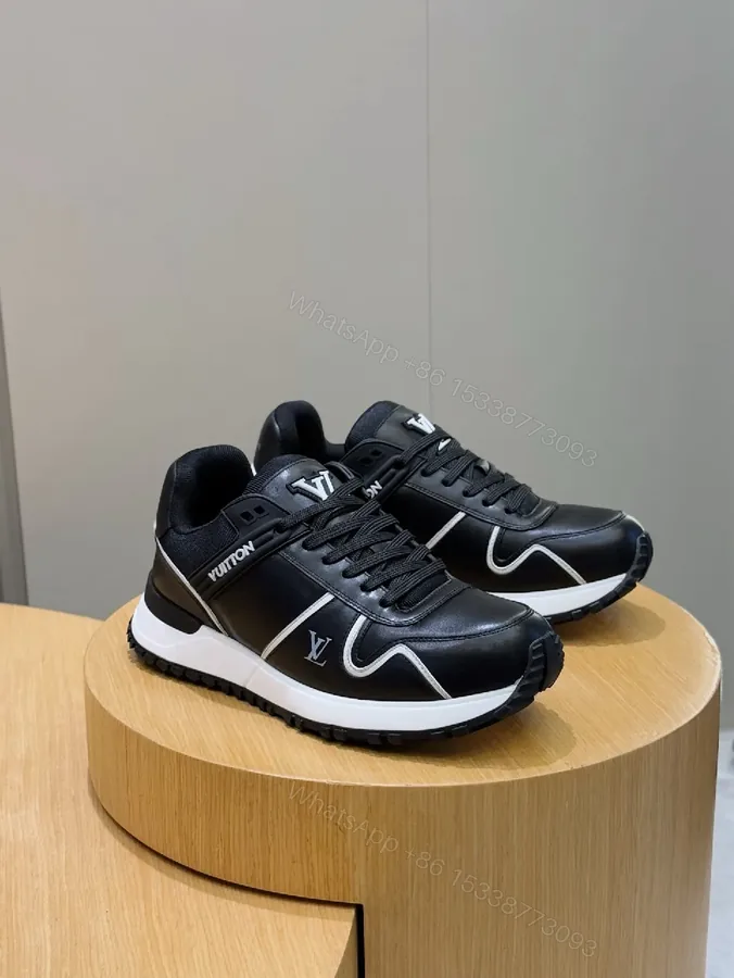 View 1 of Black Leather Luxe Runner: Modern High‐Top Sneakers