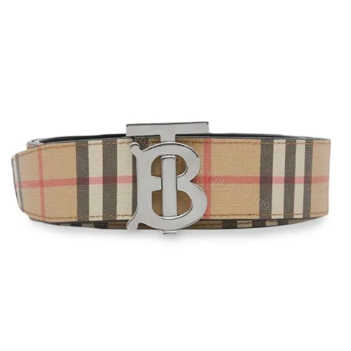 View 1 of BURBERRY REVERSIBLE MONOGRAM MOTIF VINTAGE CHECK BELT IN ARCHIVE BEIGE – B26