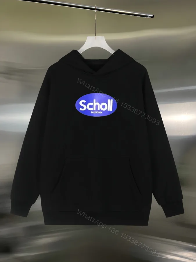 View 1 of Balenciaga高仿連帽衛衣男士黑色復古Logo印花街頭風款式