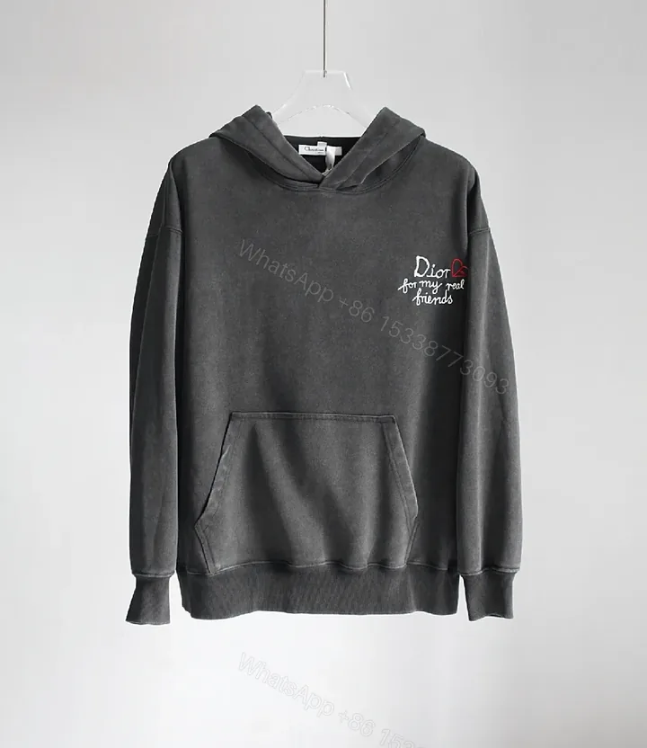 View 1 of Charcoal Hoodie – Twill Embroidered Luxe Sweatshirt