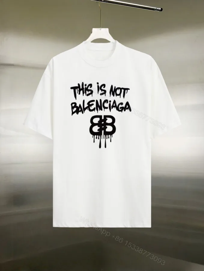 View 1 of Balenciaga 一比一白色塗鴉風格T恤 This is not設計創意潮款