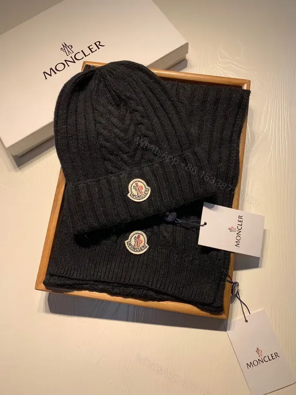 View 1 of Moncler Knit Beanie: Premium Ribbed Warmth, Logo Patch
