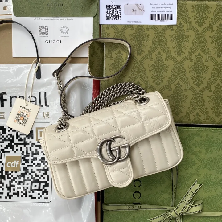 View 1 of Gucci 高仿奶白GG Marmont小包 雙鍊條設計百搭時尚