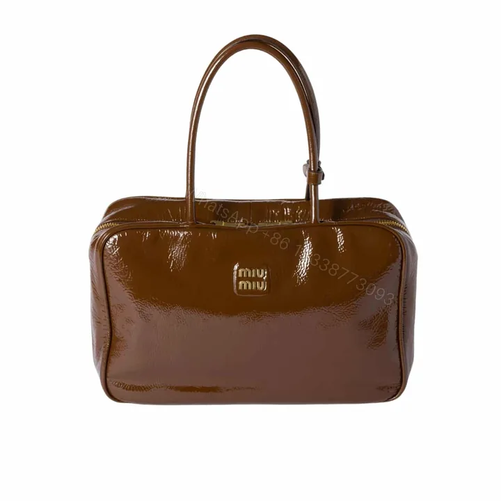View 1 of MIUMIU BEAU NAPLAK PATENT BAG PALISANDER 35CM