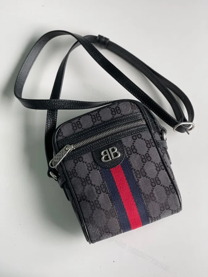 View 1 of GUCCI X BALENCIAGA BB Mini Ophidia Messenger Black