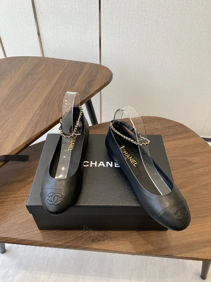 View 1 of Black Leather Slingback Heels with Gold Chain Accent
