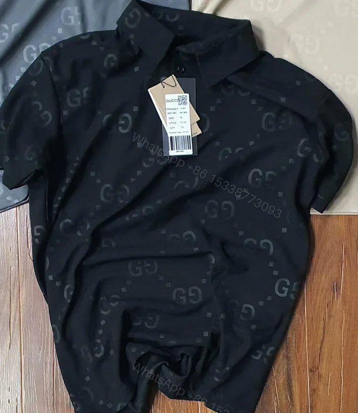 View 1 of Gucci Very Premium Cotton Pique Lycra Polo T-Shirt Black First Copy | AAA+ Replica