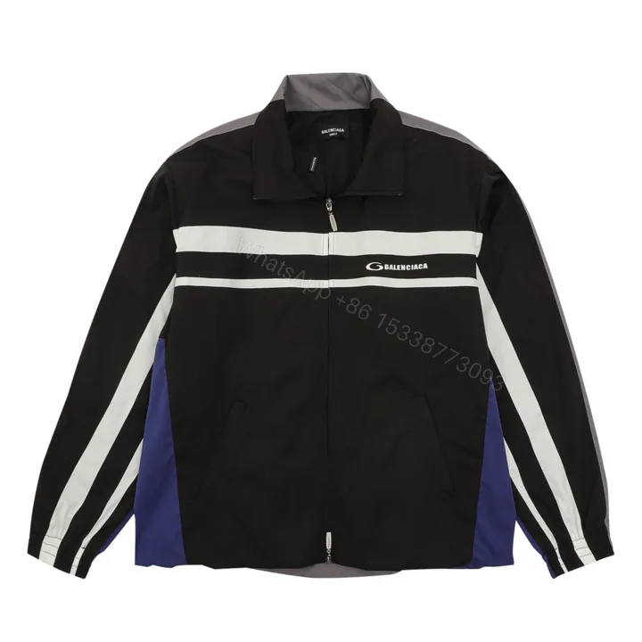 View 1 of Balenciaga 高仿男士黑色拼接外套 條紋撞色立領潮流款