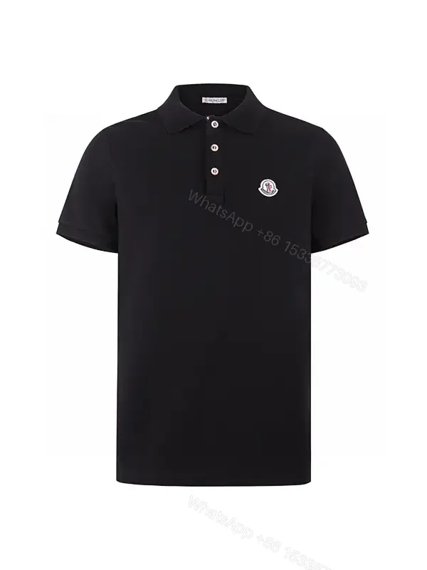 View 1 of Classic Black Polo with Subtle Crest, Premium Cotton-Blend, Menswear