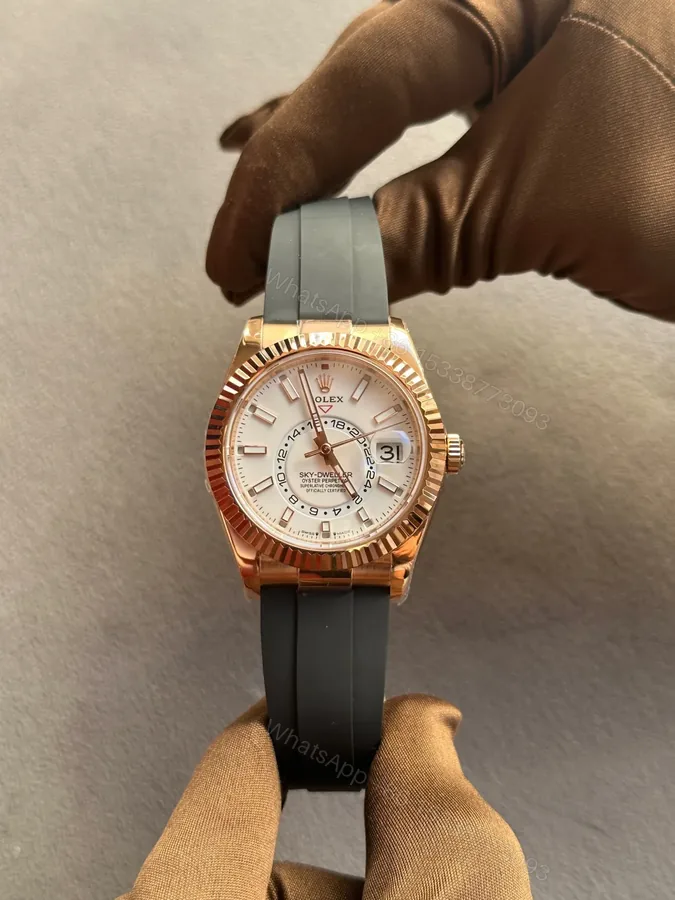View 1 of Rolex Sky-Dweller Rose Gold White Dial Oysterflex