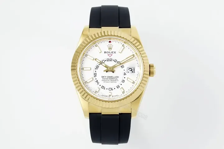 View 1 of Rolex Sky-Dweller White Watch Yellow Gold Oysterflex Ultimate 42MM 326238-0006