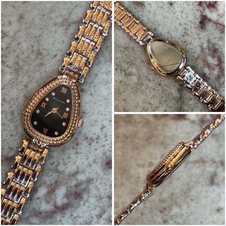 View 1 of First Copy Bvlgari Serpenti Silver Rose Gold Black Dial Diamond Bezel Women’s Analog Watch