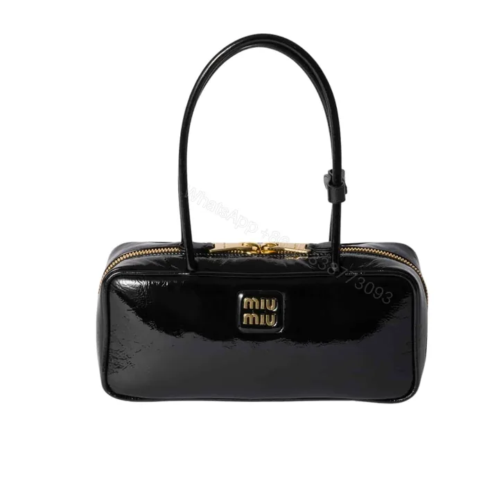 View 1 of MIUMIU BEAU NAPLAK PATENT BAG BLACK 28CM