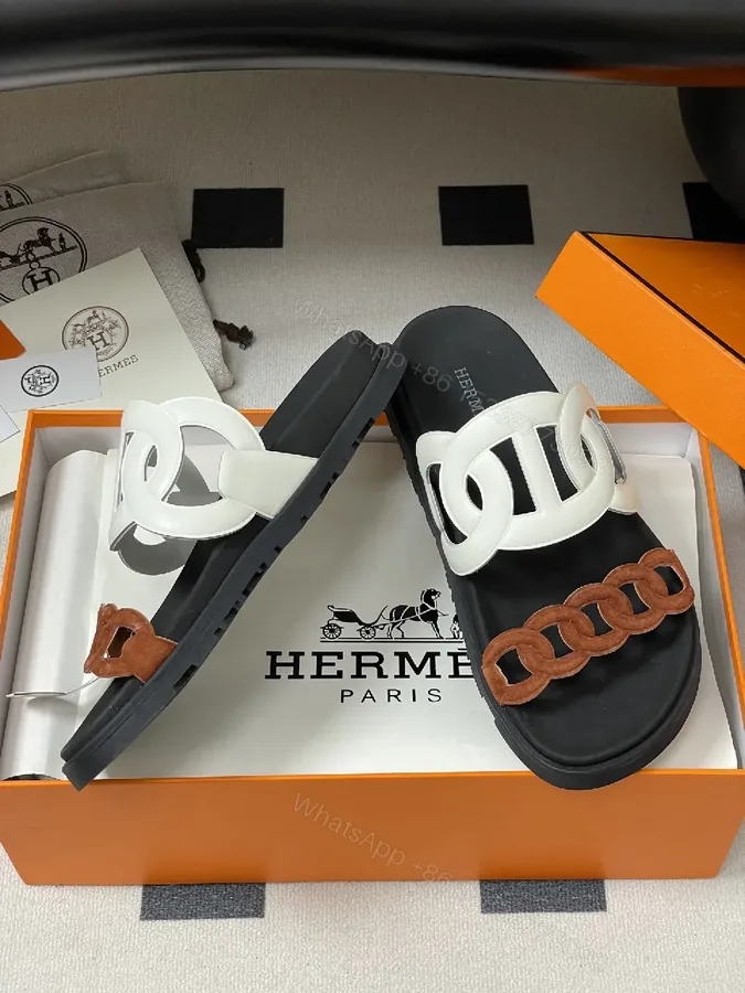 View 1 of Chic Textured Sliders: Two-Tone Luxury Comfort Slides