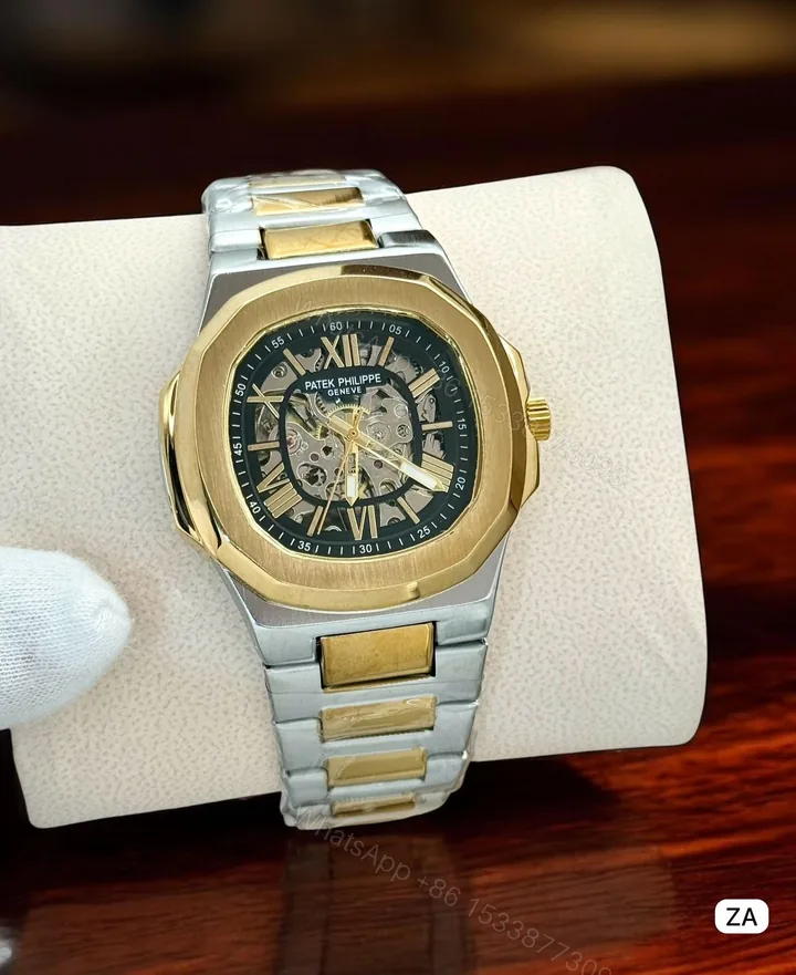 View 1 of Patek Philippe Black Dial Silver Watch First Copy | AAA+ Replica
