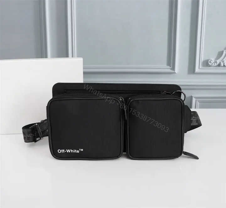 View 1 of Black Nylon Belt Bag: Two-Pocket, Hands-Free Utility