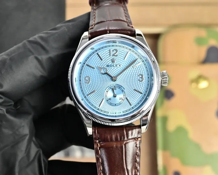 View 1 of Rolex Perpetual 1908 39 Platinum Ice Blue Dial Brown Leather Strap 52506-0002