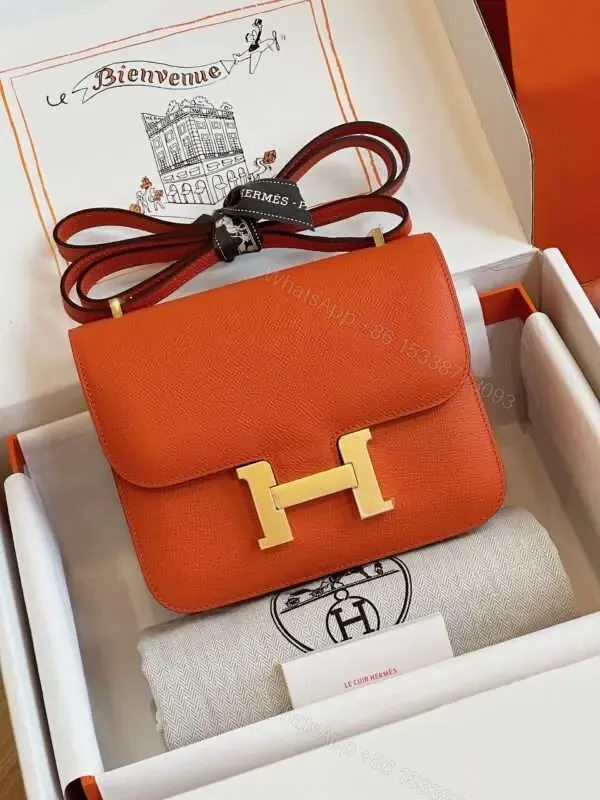 View 1 of HN Bag Epsom Gold Orange Like Auth Handbags 19cm