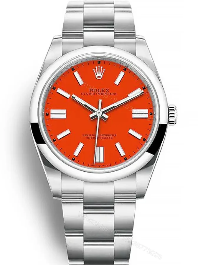 View 1 of Replica Rolex Oyster Perpetual Lady Coral Red Dial 126000 36 mm