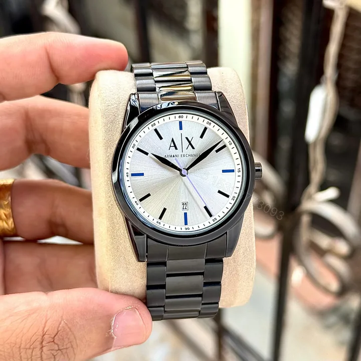 View 1 of Armani Exchange AX2858 – Black Steel with Silver Sunburst Dial