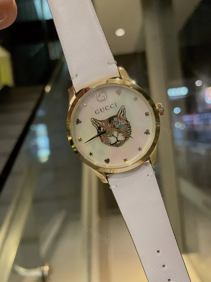 View 1 of Gucci高仿G-Timeless白皮貓眼女錶珍珠母貝面經典小錶款