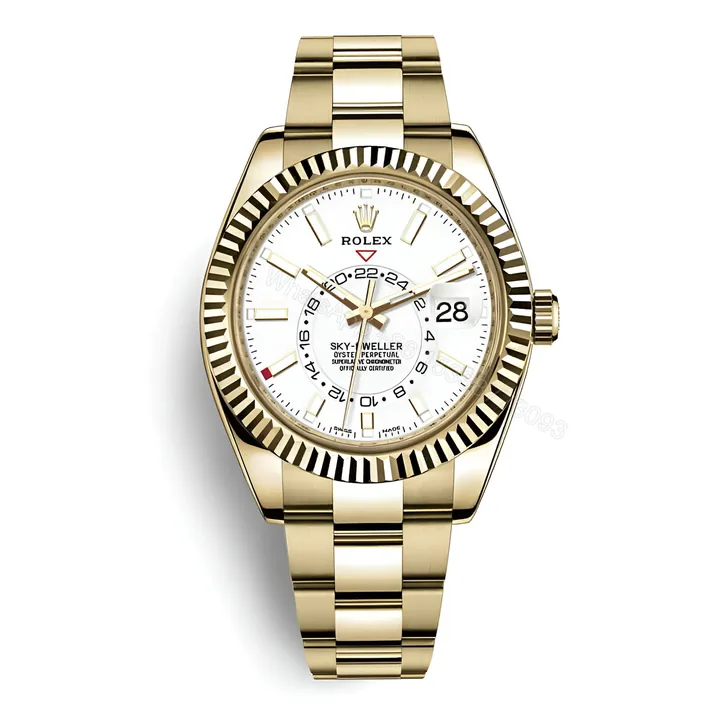 View 1 of Rolex Sky-Dweller Yellow Gold Fluted Bezel Replica