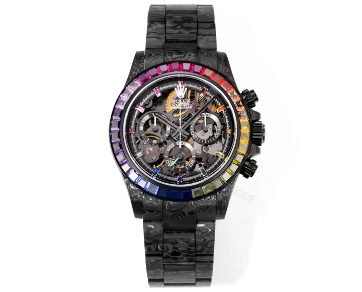 View 1 of Rolex Daytona DiW Carbon Rainbow Skeleton Replica Watch 116500LN-DiW-RAINBOW