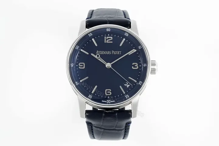 View 1 of APS Factory Audemars Piguet CODE 11.59 Blue Dial Three-Hand Automatic Watch with Leather Strap