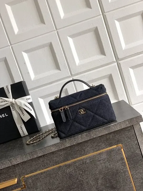 View 1 of Dark Denim Quilted City Bag: Luxe Compact Crossbody Tote