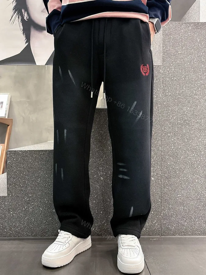 View 1 of Balenciaga 一比一黑色運動長褲 刷舊紅章設計 潮感街頭寬褲