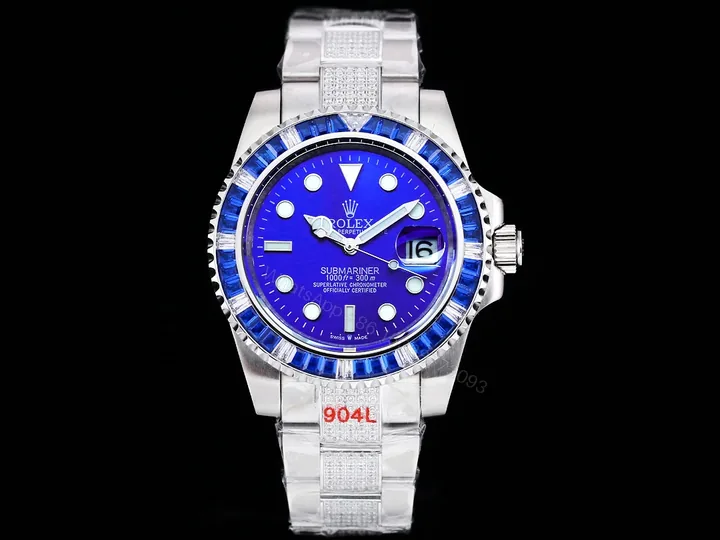 View 1 of Rolex Full Iced Diamond Dial Three-Link Bracelet Gold Luxury Watch 42mm Ultimate Edition RG-ROLEX-FULL-ICED-GOLD-DIA-42