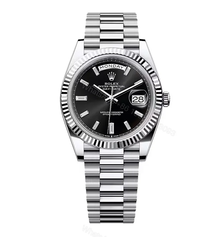 View 1 of Superclone Rolex Day-Date Bright Black Diamond Dial 228236-0004 40 mm