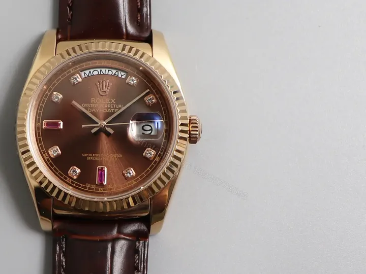 View 1 of Rolex Day-Date 36 Everose Strap Chocolate Brown Dial 118135-0020