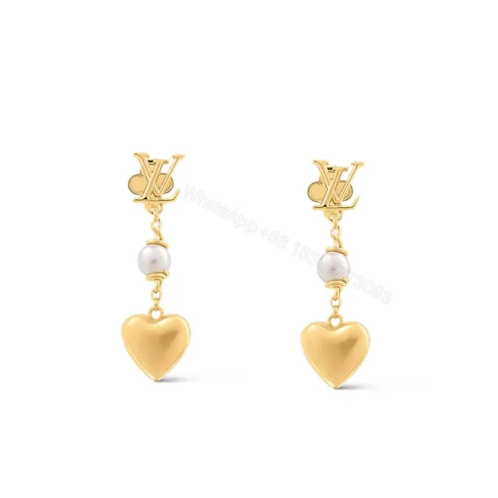 View 1 of Louis Vuitton LV Heart Earrings Gold M01011