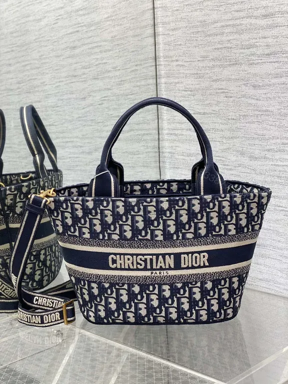 View 1 of Compact Icon Bag: Denim-Inspired Tote with CHR. DIOR Logo