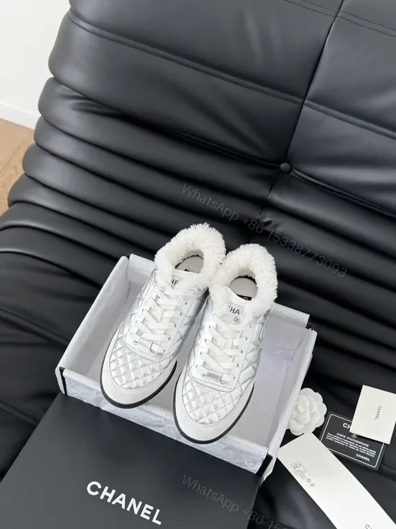 View 1 of Chanel-Inspired Quilted High-Tops with Plush Shearling
